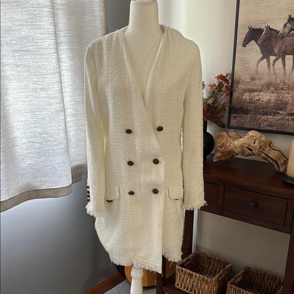 BB Dakota Cream Double-Breasted Peacoat
